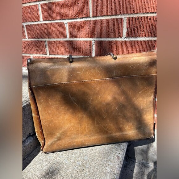Antique Vintage Leather Briefcase - Picture 2 of 4